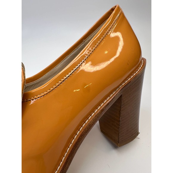 Maryam Nassir Zadeh Nora Patent Leather Retro Orange Cream Loafers Heels Sz 39 - Picture 12 of 16
